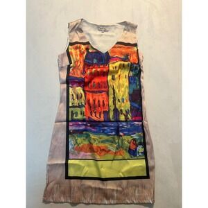 Sweet Miss Women Multicolor Impressionist Art Print Viscose Shift Dress Small